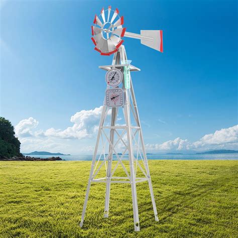 Garden Windmill 8ft 245cm Metal Ornaments Outdoor Decor Ornamental Wind