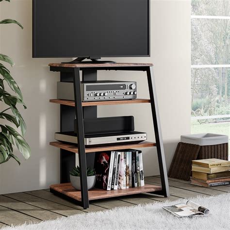 Fitueyes 4 Tier Wooden Tv Stand Component Cabinet Av Media Stand Stereo