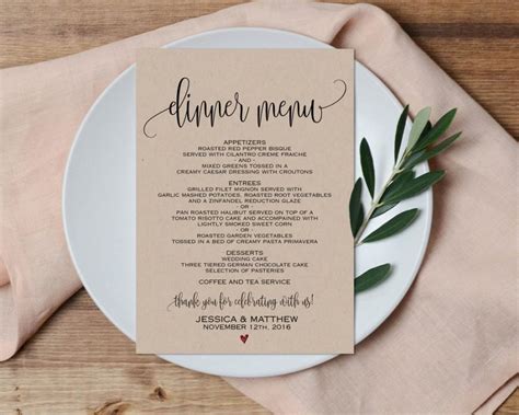Dress up your dinner party 5 free printable menu templates wedding blogs are a great source for able menus that are a little more interesting than the usual microsoft word template edit them in a program like shop or print them out and write in your menu by hand either way they are a simple way to make a dinner party a little more special free. Dinner Menu, Wedding Menu, Printable Wedding Menu, Wedding ...