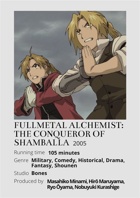 Fullmetal Alchemist Anime Minimalist Poster 😊 Information Taken From