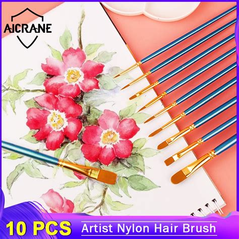 Aicrane 10pcsset Watercolor Gouache Paint Brushes Different Shape
