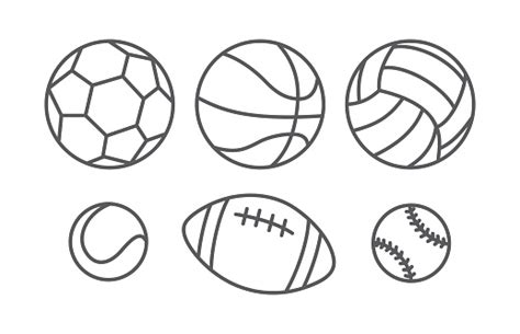 Sports Balls In Linear Style Stock Illustration Download Image Now