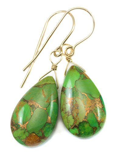 Spyglass Designs 14k Gold Filled Copper Turquoise Earrings Green Long