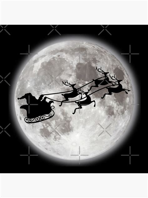 Santa Flying Over The Moon Poster For Sale By Fives55 Redbubble