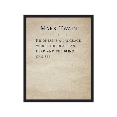 Mark Twain Kindness Is A Language Vintage Quote Print Wall Etsy