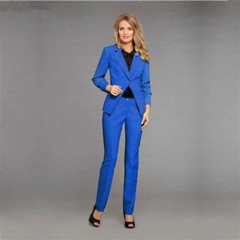 formal pants suits women royal blue 2 pieces set women business suits formal slim fit female