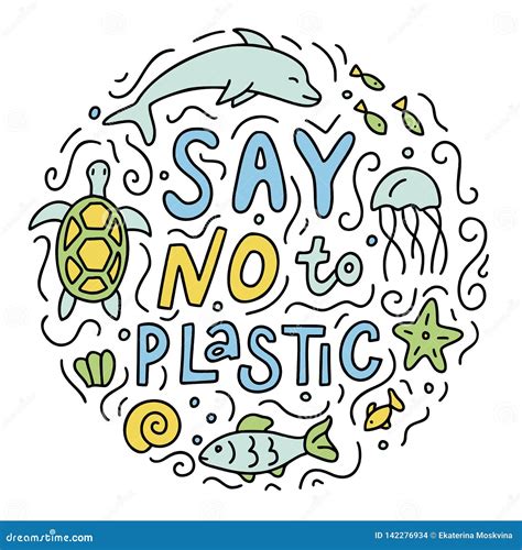 Say No To Plastic Doodle Stock Illustration Illustration Of Element