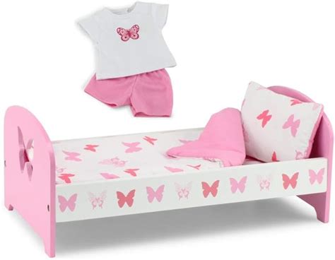 Emily Rose 18 Inch Doll Pink Toy Bed And Matching Doll Pjs