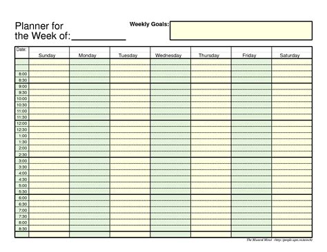 7 Day Week 24 Hour Schedule Template Example Calendar Printable