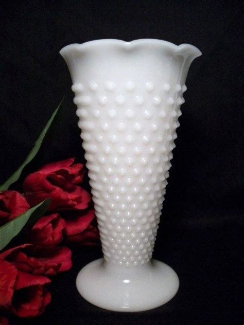 Vintage Large Hobnail Fluted Milk Glass Vases Anchor Hocking Etsy