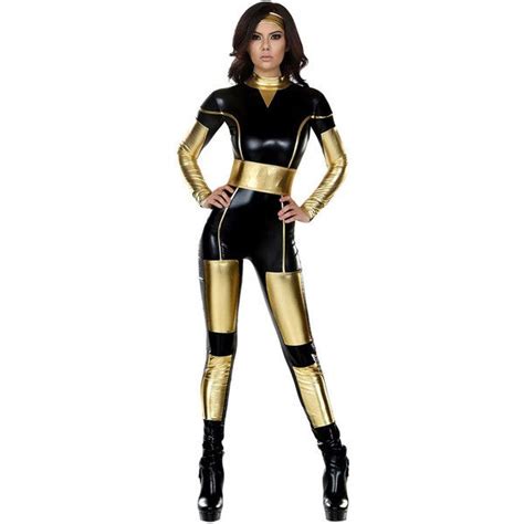 Womens Metallic Iron Man Halloween Catsuit Costume Black 28415 Clp Liked On Polyvore