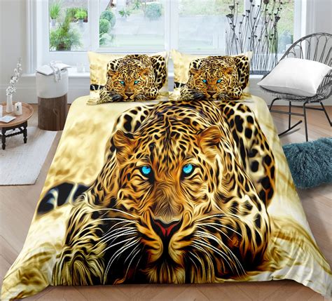Leopard Duvet Cover Set King Size 3d Animal Print Bedding Set Etsy Uk