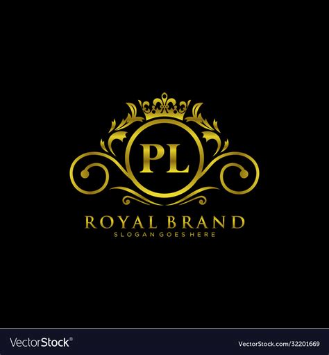 Pl Letter Initial Luxurious Brand Logo Template Vector Image