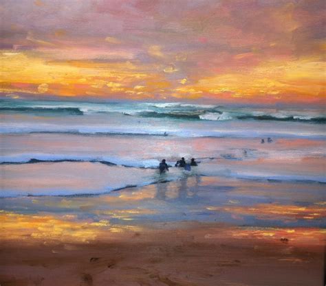 Sunset Surfing 16x16 Oil Kathleen M Robison