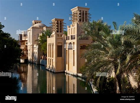 The Wind Tower Architecture Of The Madinat Jumeirah Souq Market In