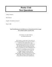 Poetry Test Questions Docx Poetry Unit Test Questions Ashley Yonkman