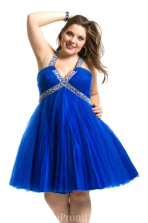 Ruched V Neck Beading Empire Short Royal Blue Plus Size Cocktail Dress Plus Size Homecoming