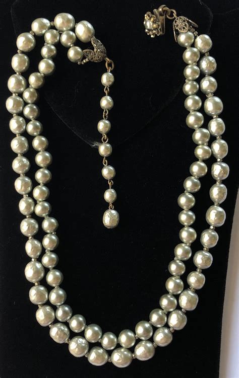 Vintage Miriam Haskell Silver Gray Baroque Pearl Necklace Etsy Canada