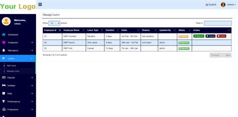 Leave Management Php Hr Employee Hrm Software