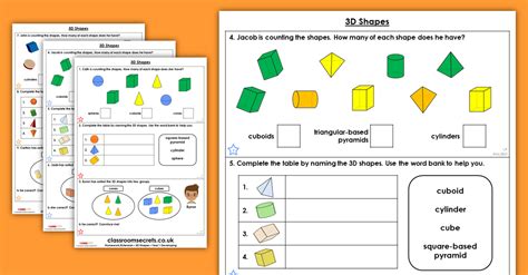 # draws one shape (a circle), a rectangle for practice, a polygon and some text, as required. 3D Shapes Homework Extension Year 1 Shape | Classroom Secrets