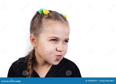 Mad Little Girl Angry Kid On A White Stock Image Image Of Expressive