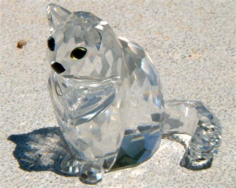Swarovski Silver Crystal Cat Sitting Retired Figurine 1991 Figurines