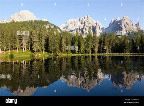 Reflections At Sunset On Antorno Lake Misurina Tre Cime Di Lavaredo