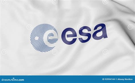 Waving Flag With European Space Agency Esa Logo Editorial 3d Rendering