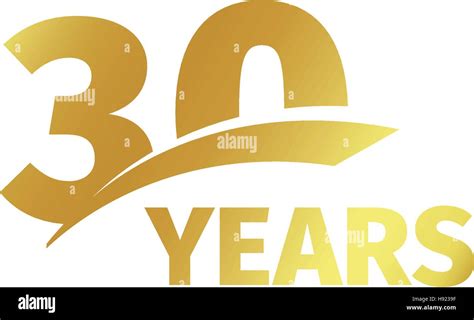 Isolated Abstract Golden 30th Anniversary Logo On White Background