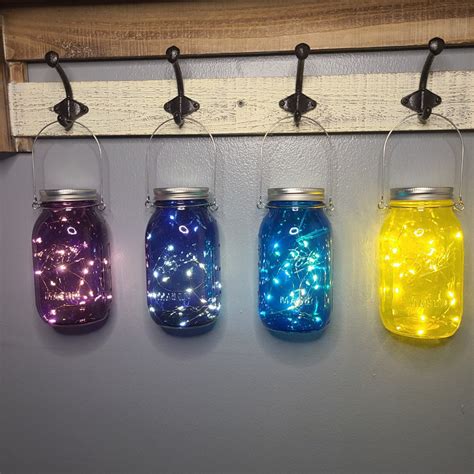 Tinted Mason Jar With Battery Operated Fairy Lights 32 Ounce Etsy