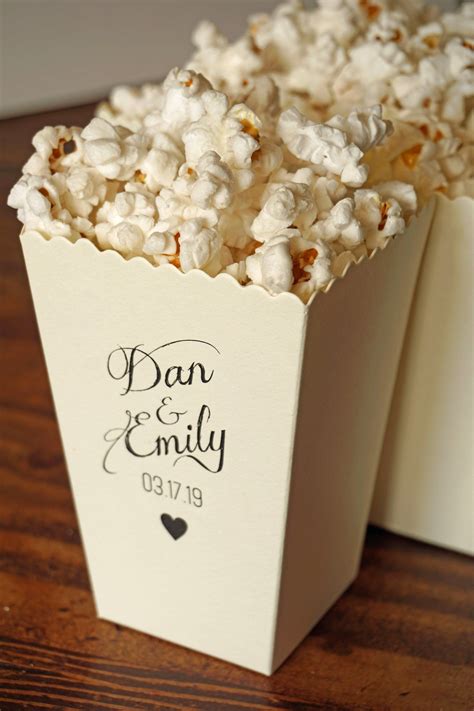 Mini Popcorn Wedding Favor Box Watercolor Design Custom Etsy Popcorn Wedding Favors Wedding