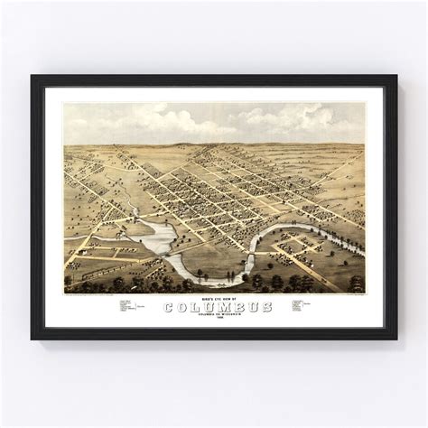 Vintage Map Of Columbus Wisconsin 1868 By Teds Vintage Art
