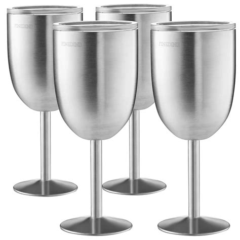 Finedine Premium Grade 18 8 Stainless Steel Wine Glasses 12 Oz Double Walled Insulated