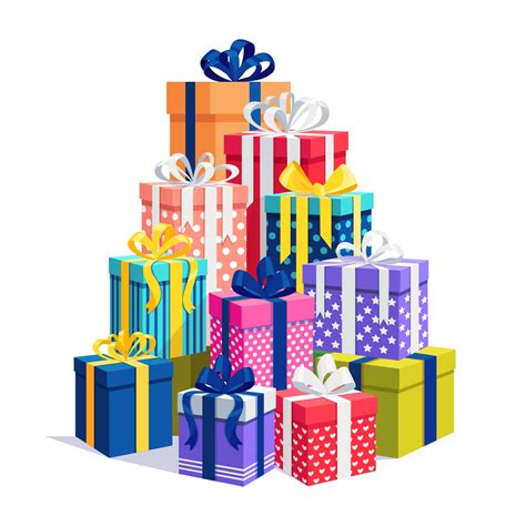Big Pile Of T Box Present With Ribbon Bow Isolated On Background Stack Of Holiday Presents