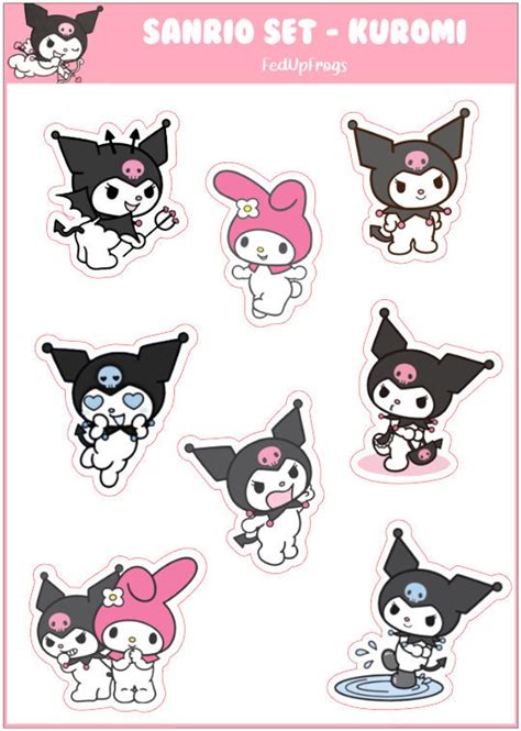 Kuromi And My Melody Sanrio Characters Cute White Bunny Etsy Pegatinas Bonitas Pegatinas
