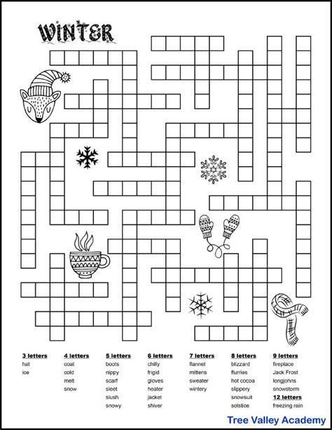 Printable Winter Puzzles For Kids Word Puzzles For Kids Winter Words