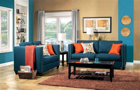 Turquoise Blue Sofa In 2020 Living Room Orange Blue