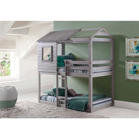 Maybe you would like to learn more about one of these? Jamie Rustic Lodge Grey Kids Twin Over Twin Treehouse Bunk Bed