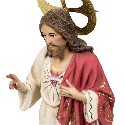 Sacred Heart Of Jesus Statue 80cm In Wood Paste Elegant Decorat