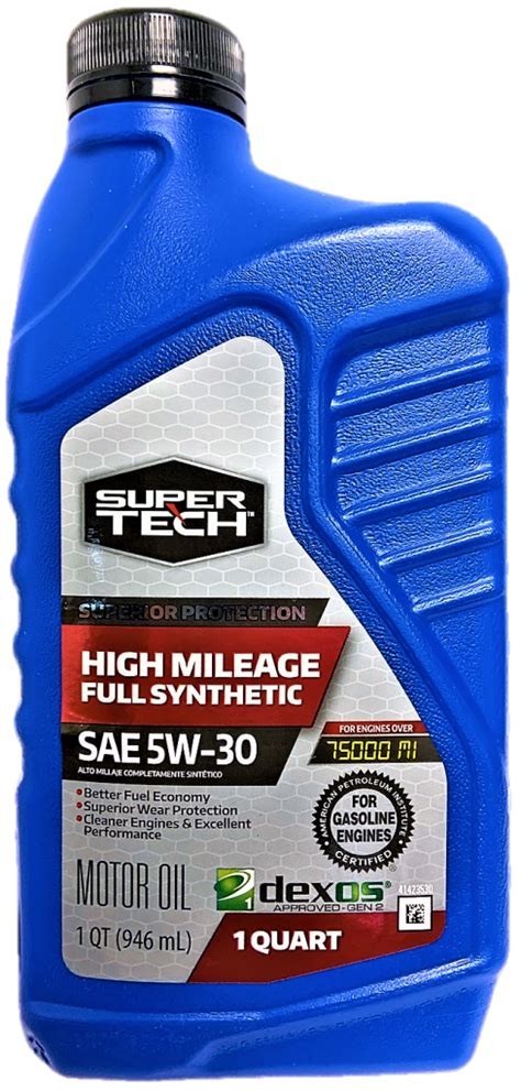 Super Tech High Mileage Full Synthetic Sae 5w 30 Motor Oil The