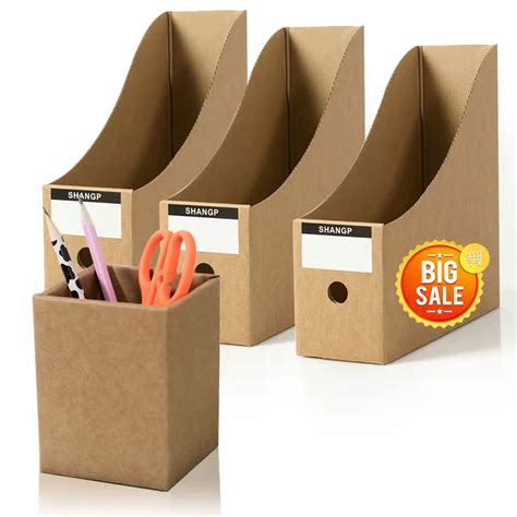 Buy Magazine File Holder Cardboard With Pen Holder Jijicz 3 Pack A4