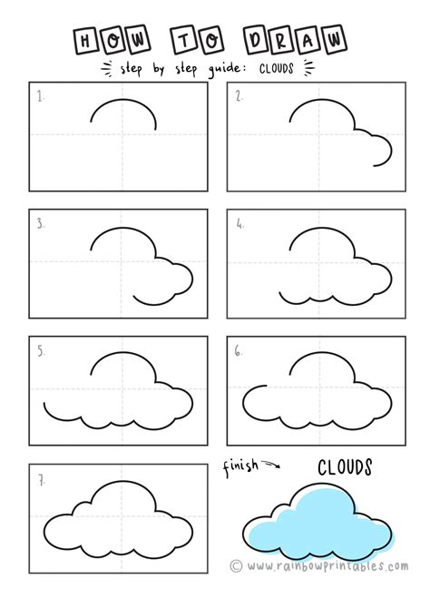 How To Draw Clouds For Kids Step By Step Easy Preschool Art Cloud