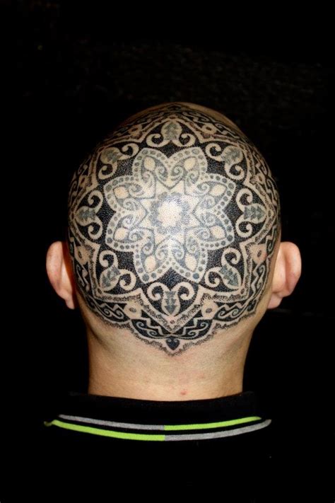 Dotwork Mandala Head Tattoo Head Tattoos Pinterest Head Shots