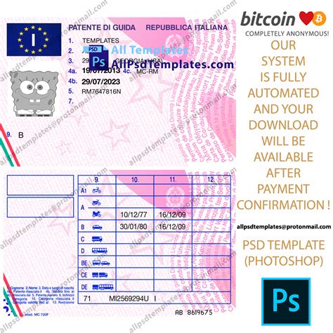 Italy Driving License Template All Psd Templates