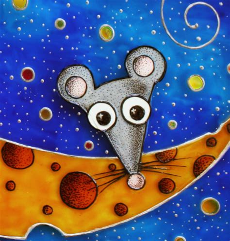 Cat Mouse Moon Original Painting Cat And Mouse Love Painting Etsy