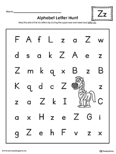 Kindergarten english worksheets for tracing alphabets (capital letters &small letters), these handwriting worksheets are for kids to practice to read & write. Alphabet Letter Hunt: Letter Z Worksheet ...