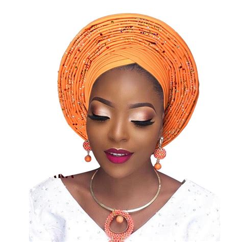 Nigerian Auto Gele African Headtie Women Turban Traditional Headwear In