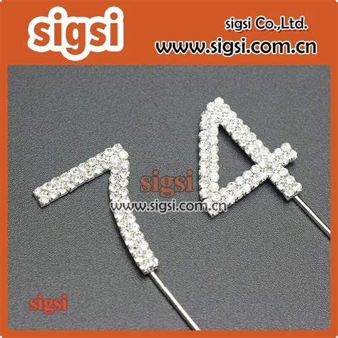 Cheap Wholesale Number 74 Crystal Rhinestone Cake Topper 35mm In Bridal