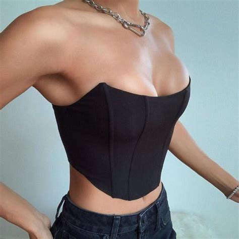Women Bustiers Corsets Strapless Off Shoulder Tank Vest Sexy Clubwear Crop Tops Bodycon Slim