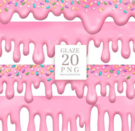 Pink Glaze Clipart Sprinkles Borders Clipart Ice Cream Drip Etsy